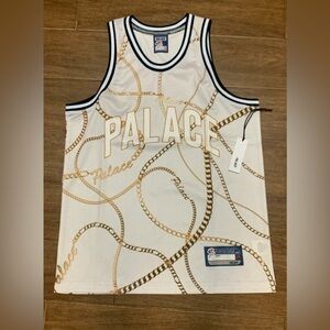 Palace CHAIN BASKETBALL VEST White Mesh Jersey Mens Medium NWT HIGH END DESIGNER